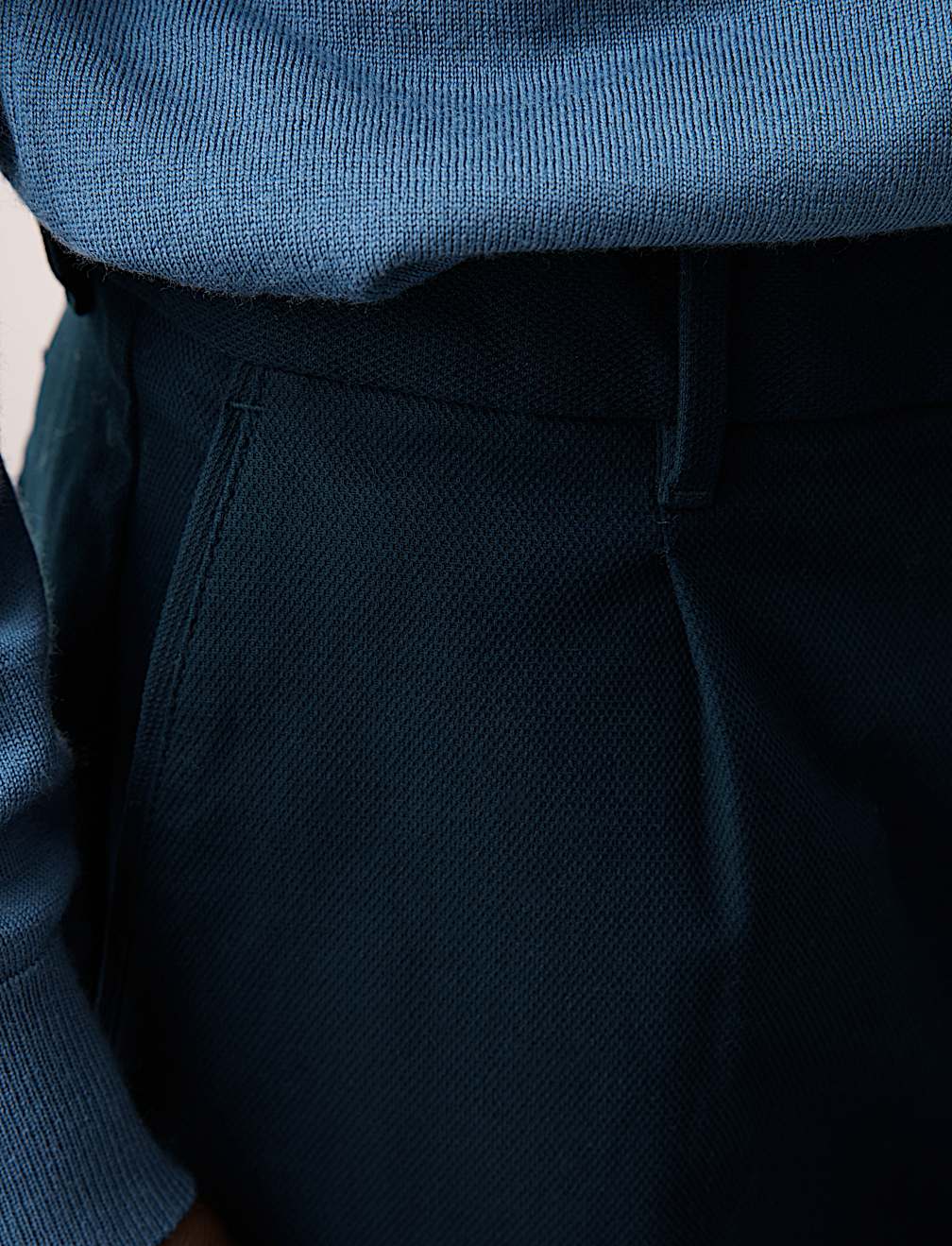 Regular Fit Textured Dobby Pleat Front Chinos