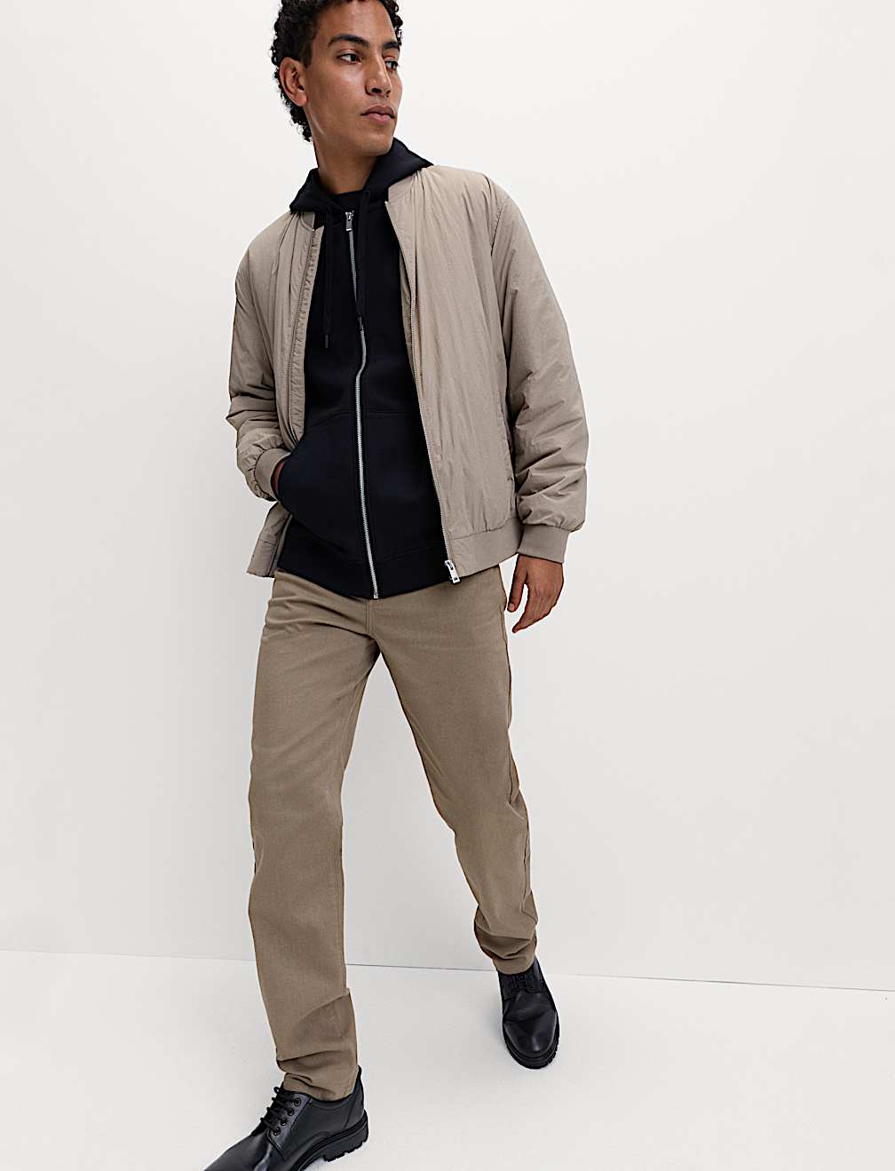 Straight Fit Textured 5 Pocket Trousers