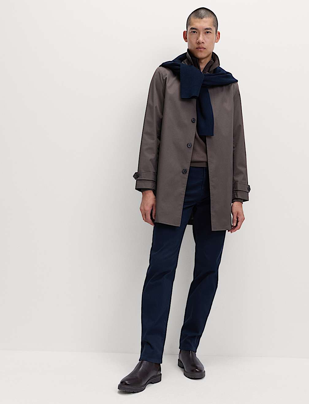 Straight Fit Textured 5 Pocket Trousers