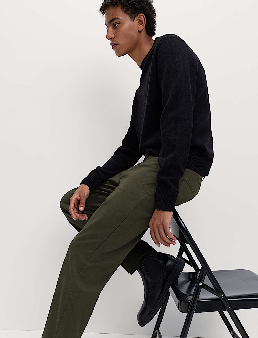 Straight Fit Textured 5 Pocket Trousers
