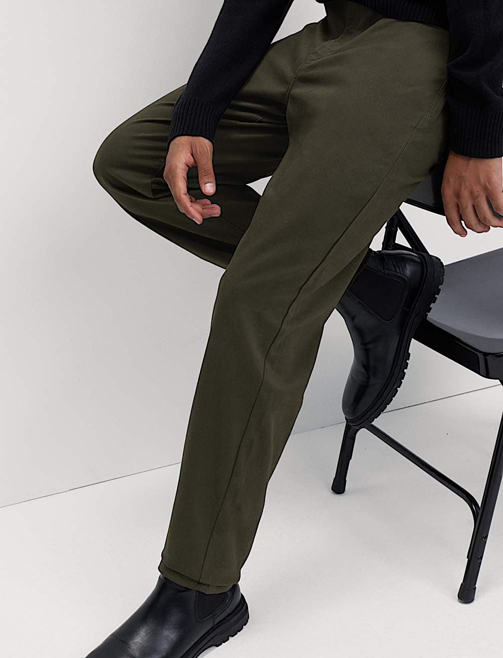 Straight Fit Textured 5 Pocket Trousers