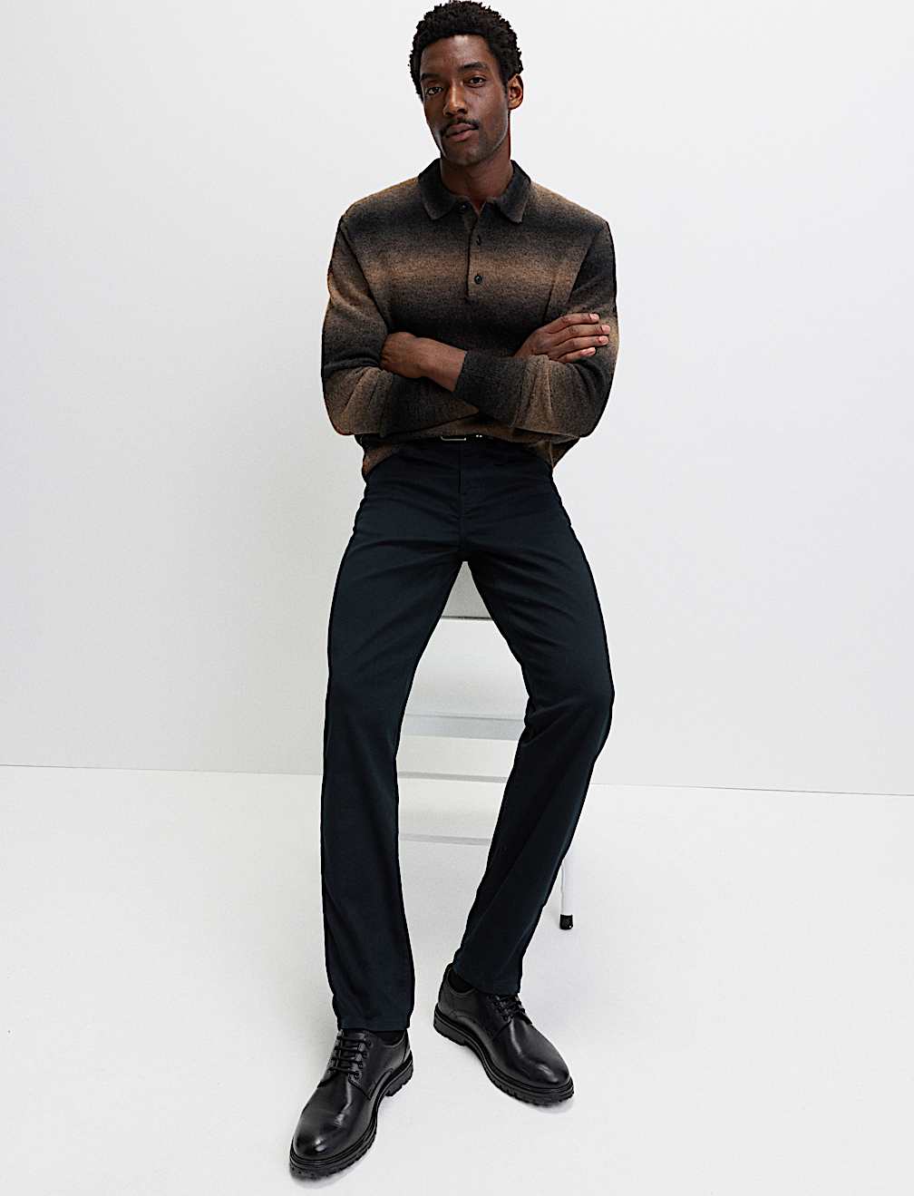 Straight Fit Textured 5 Pocket Trousers
