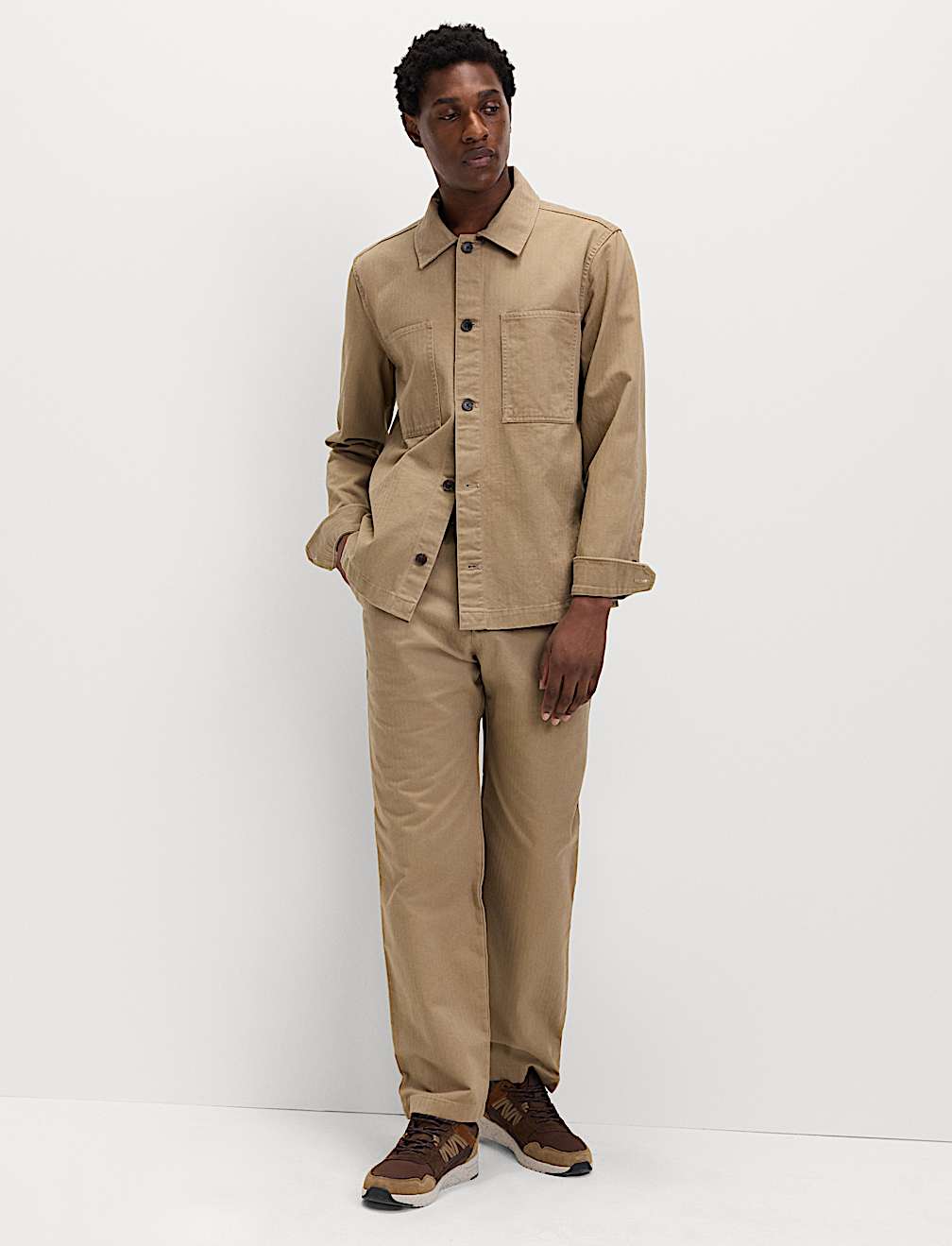 Pure Cotton Herringbone Trousers