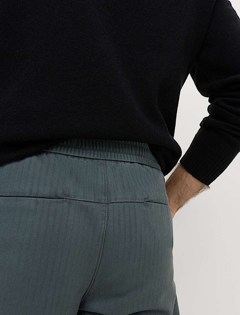Pure Cotton Herringbone Trousers