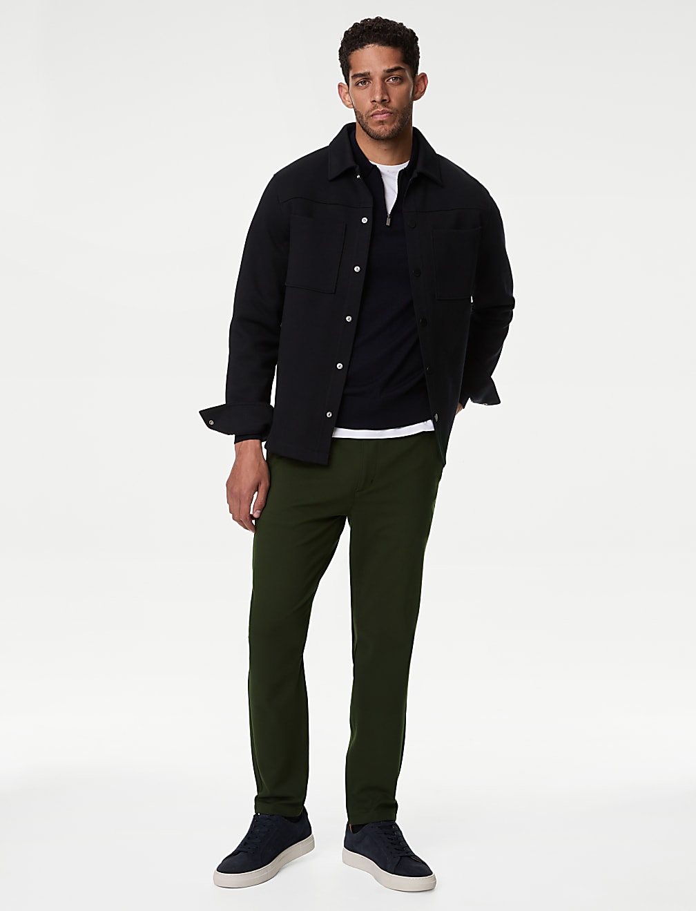 Tapered Fit Stretch Twill Trousers