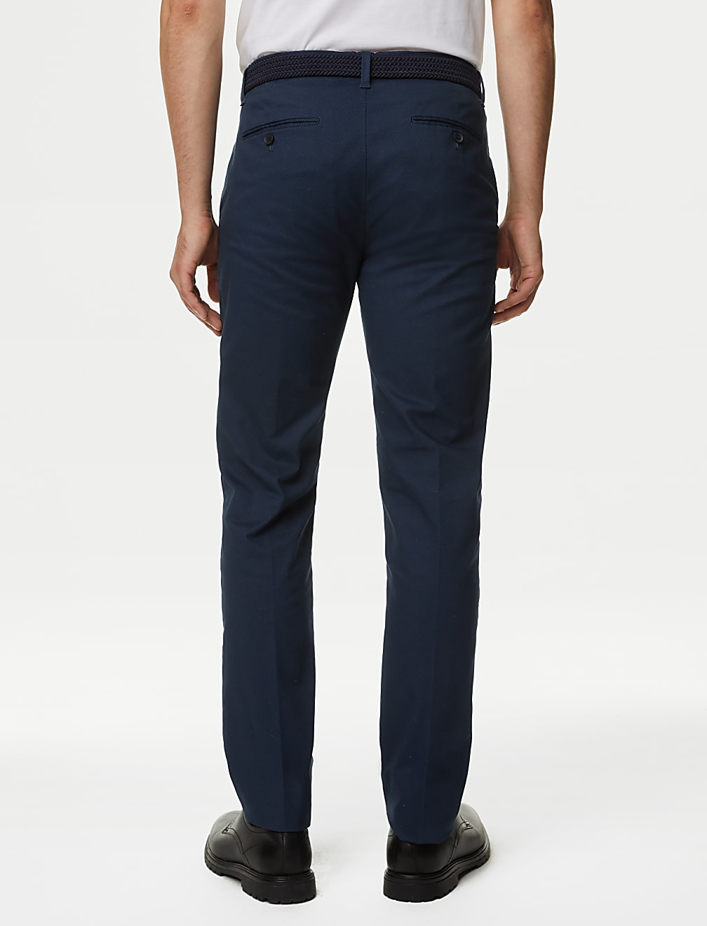 Slim Fit Printed Belted Stretch Chinos