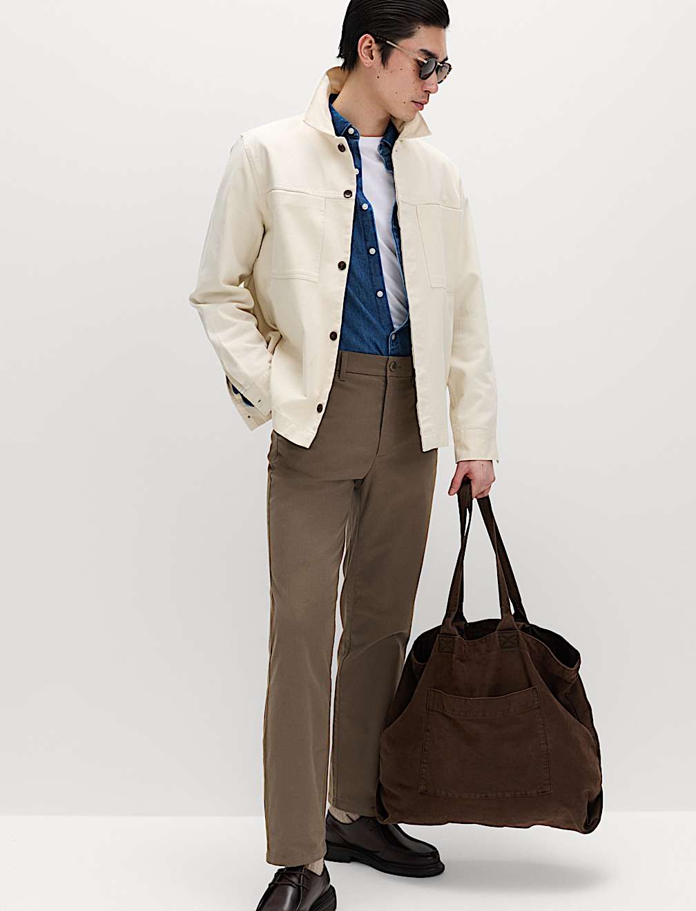 Regular Fit Half Elasticated Waist Chinos