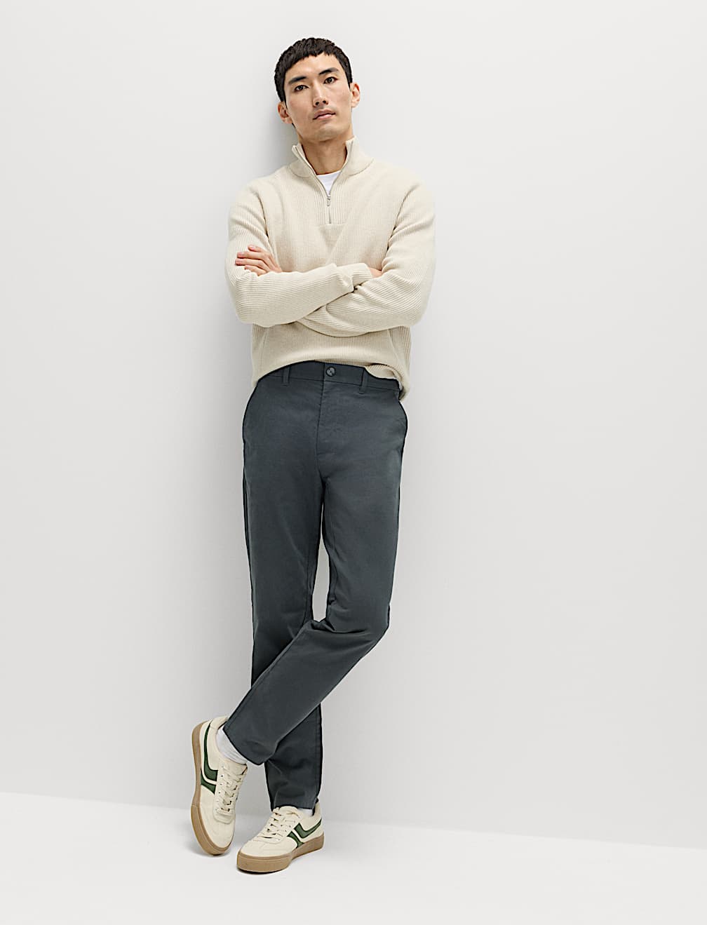 Regular Fit Half Elasticated Waist Chinos