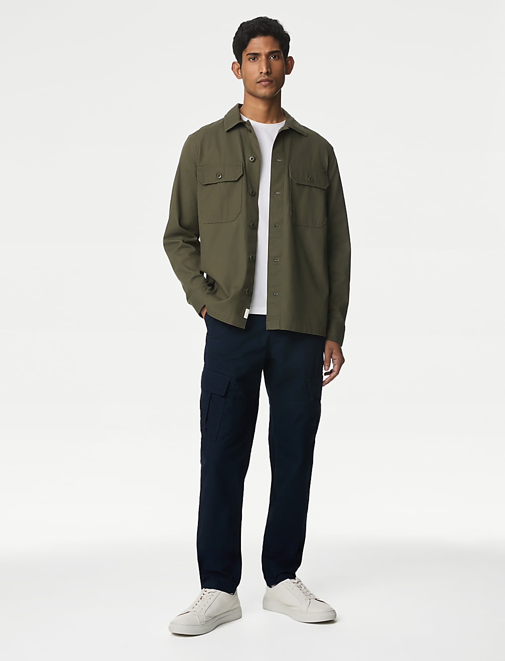 Tapered Fit Pure Cotton Lightweight Cargo Trousers