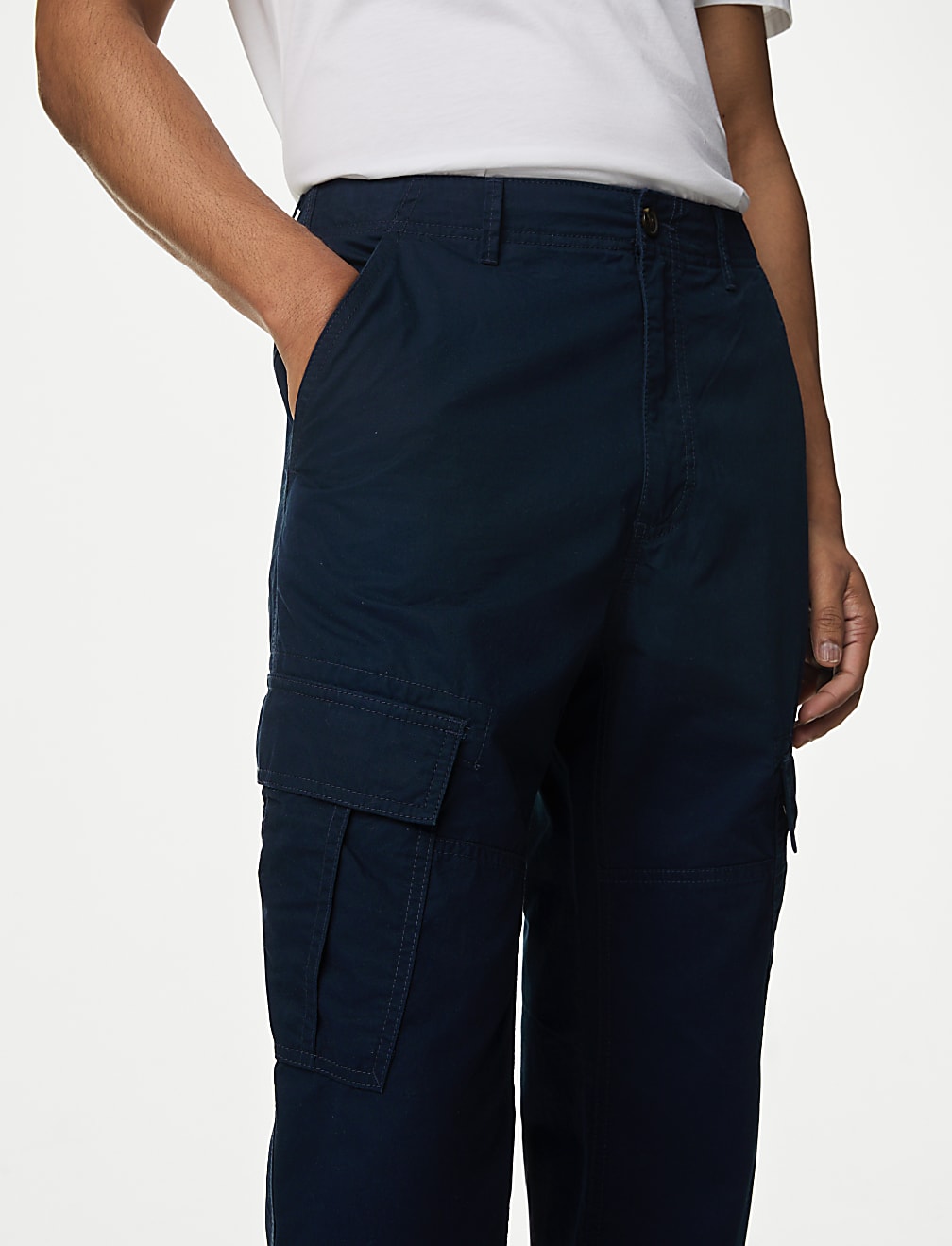 Tapered Fit Pure Cotton Lightweight Cargo Trousers