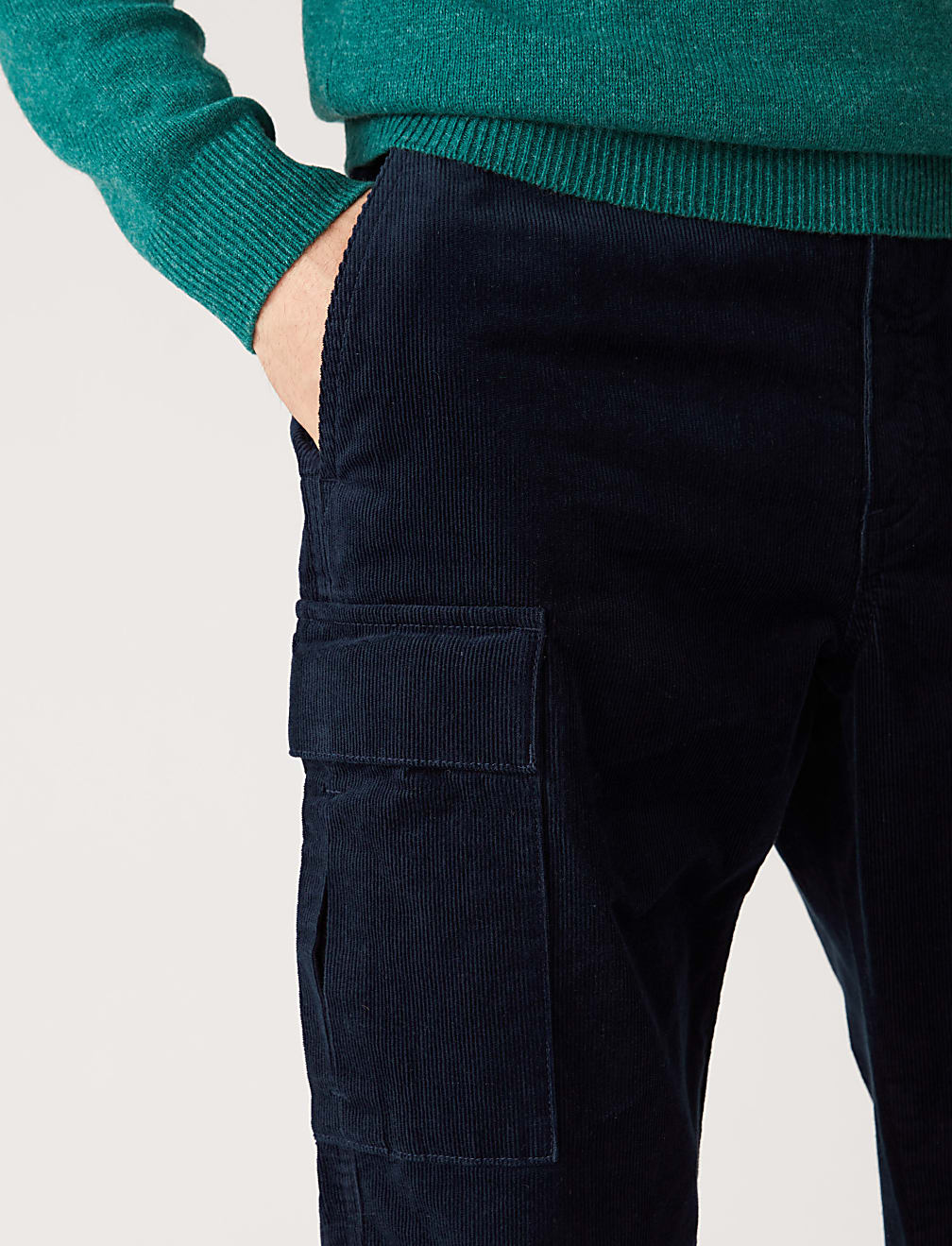 Tapered Fit Corduroy Cargo Trousers