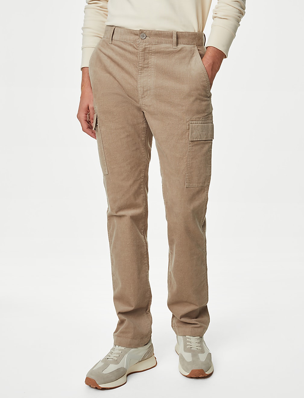 Buy Straight Fit Corduroy Stretch Cargo Trousers at Marks Spencer