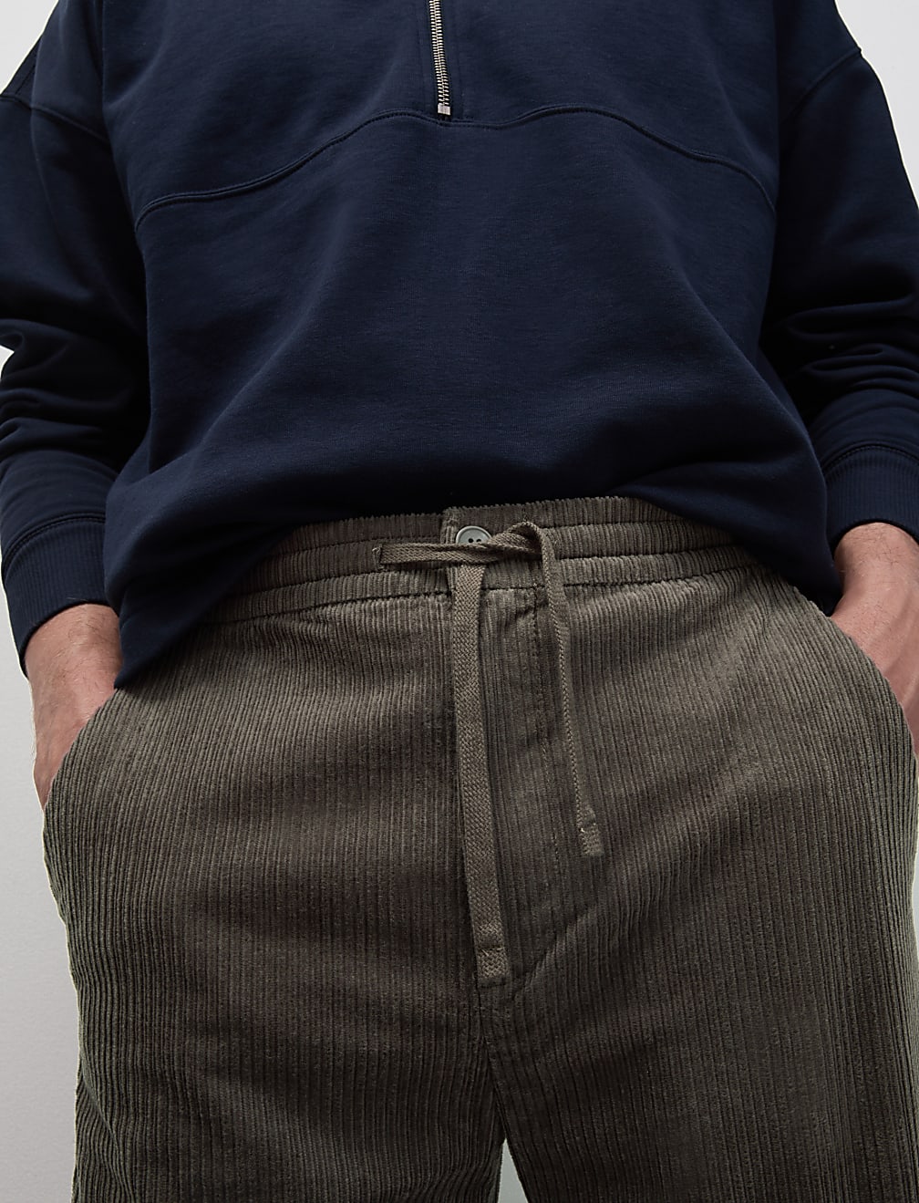 Tapered Fit Elasticated Waist Corduroy Trousers