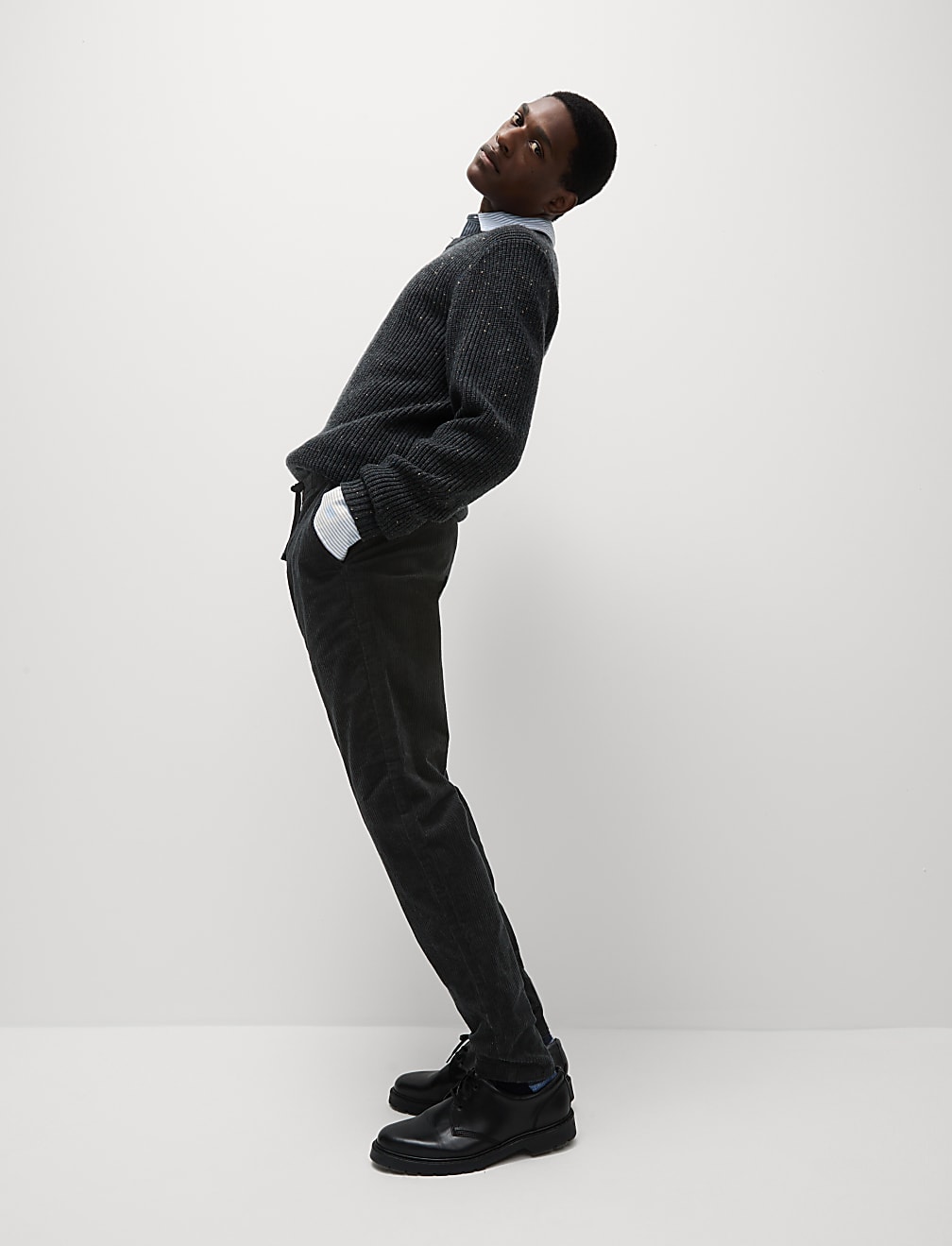 Tapered Fit Elasticated Waist Corduroy Trousers