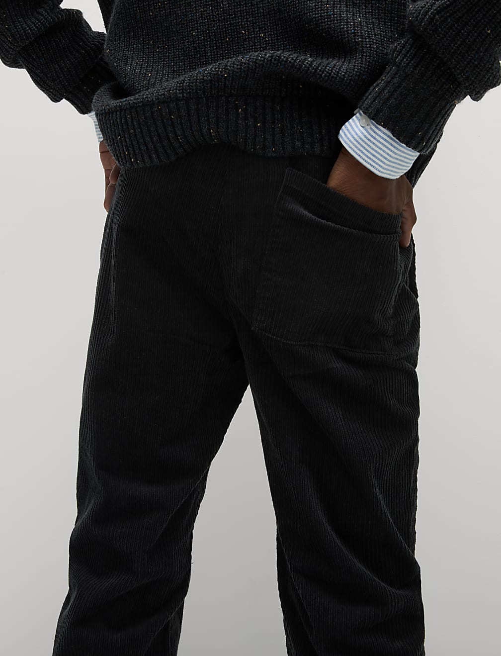 Tapered Fit Elasticated Waist Corduroy Trousers
