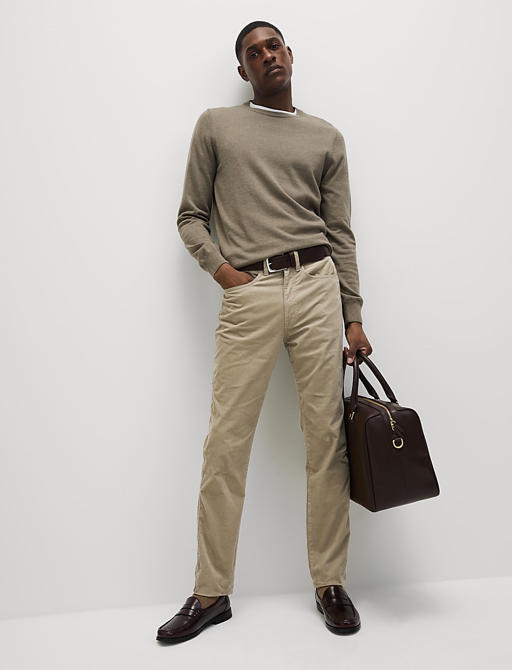 Slim Fit Diagonal Corduroy 5 Pocket Trousers