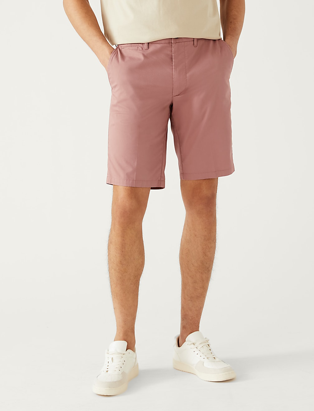 Cotton Mix Plain Regular Fit Chino Shorts