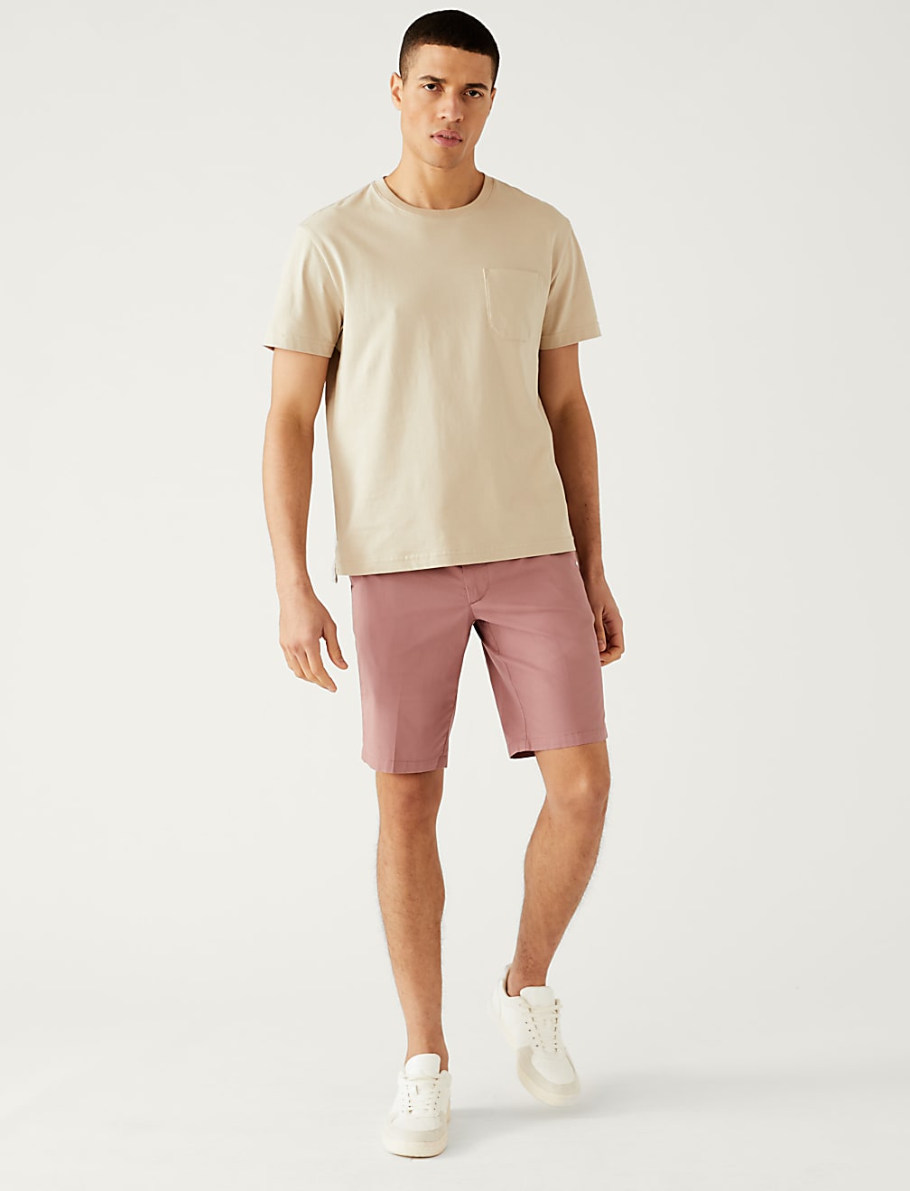 Cotton Mix Plain Regular Fit Chino Shorts