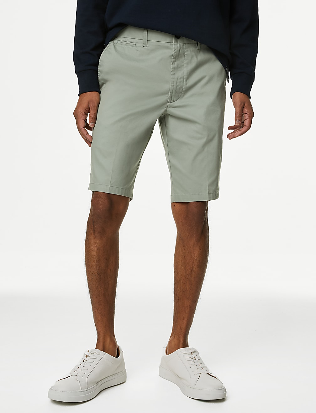 Cotton Mix Plain Regular Fit Chino Shorts