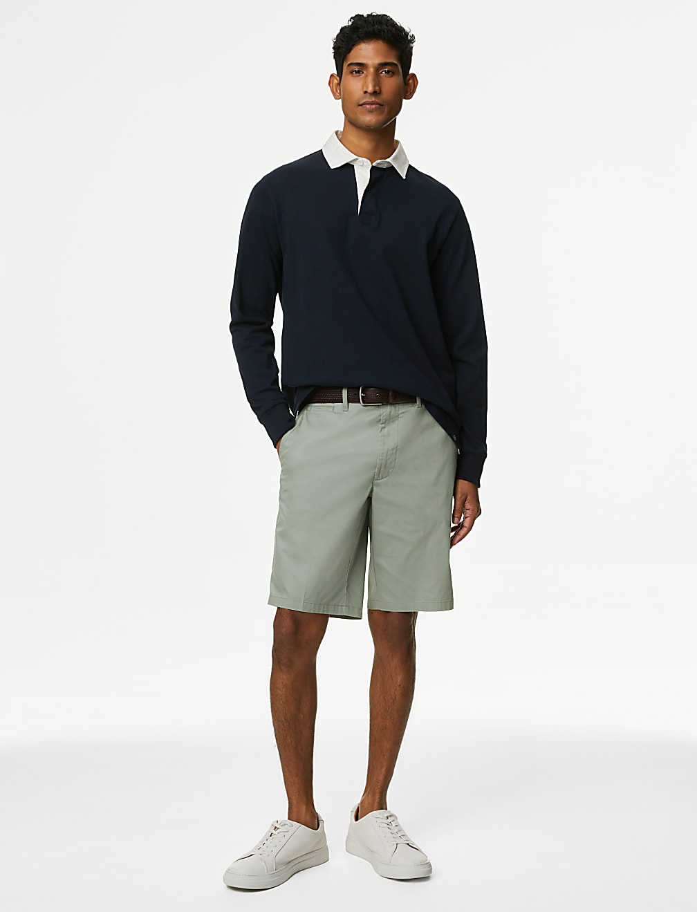 Cotton Mix Plain Regular Fit Chino Shorts