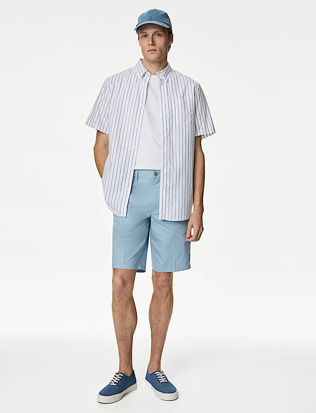 Cotton Mix Plain Regular Fit Chino Shorts