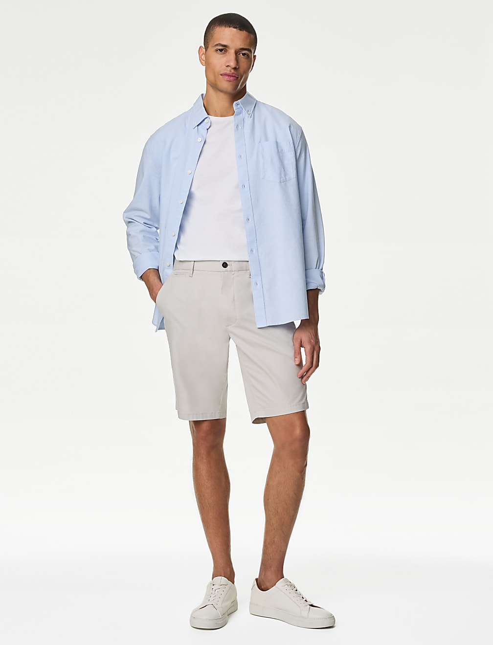 Cotton Mix Plain Regular Fit Chino Shorts
