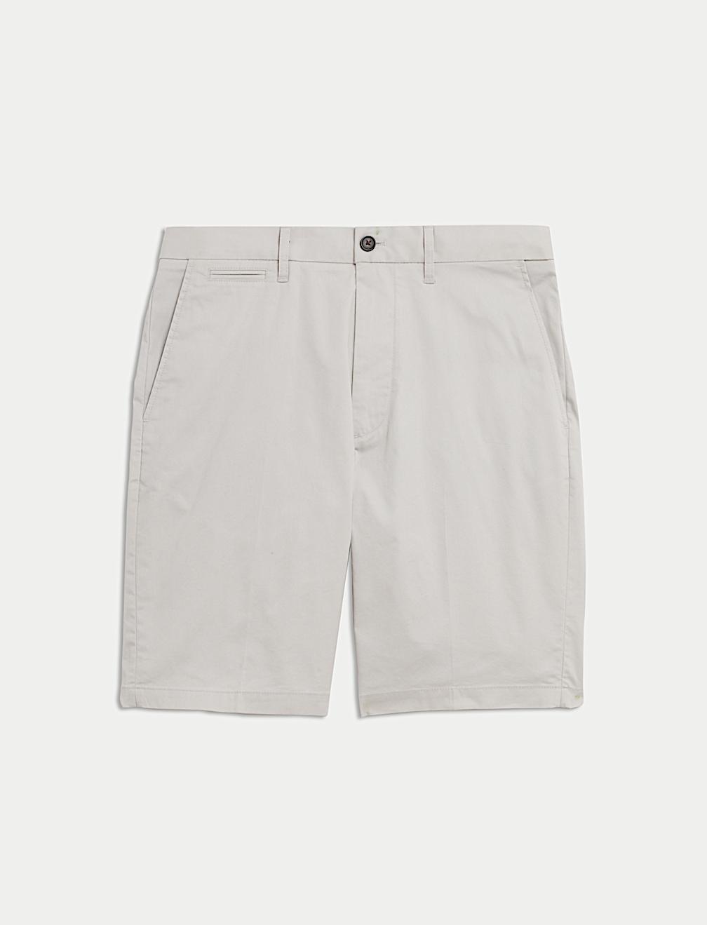 Cotton Mix Plain Regular Fit Chino Shorts