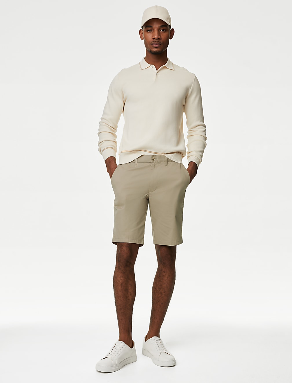Cotton Mix Plain Regular Fit Chino Shorts
