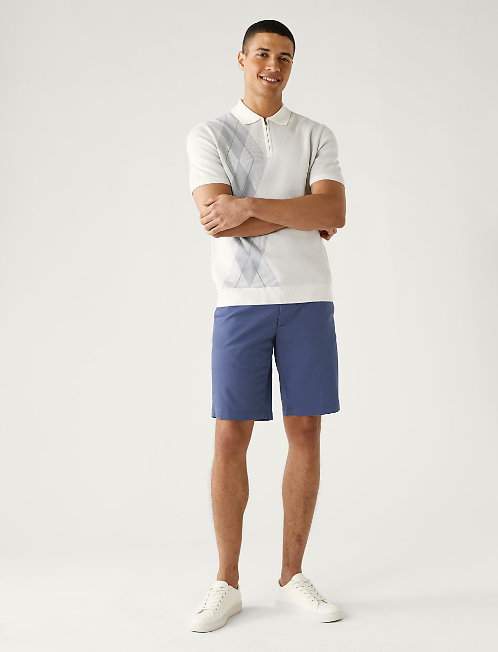 Cotton Mix Plain Regular Fit Chino Shorts