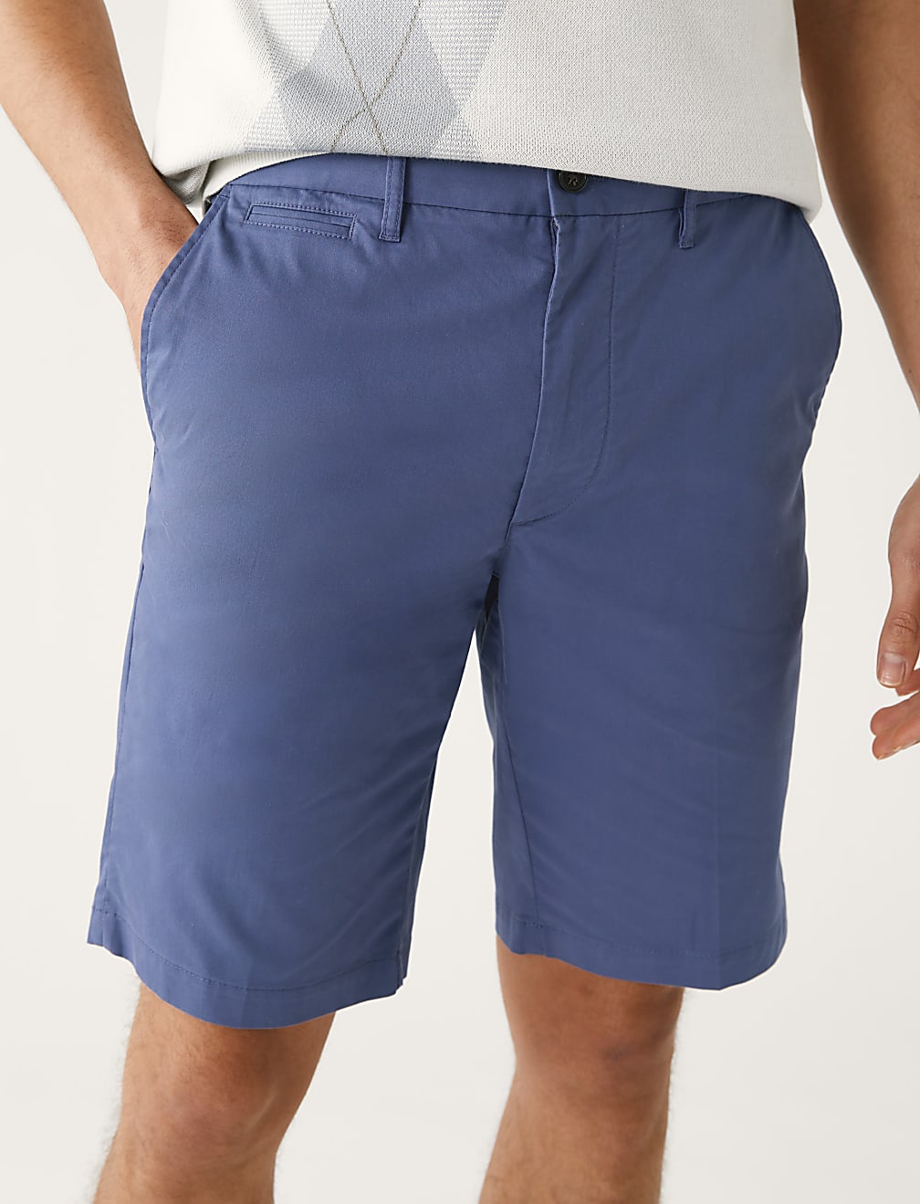 Cotton Mix Plain Regular Fit Chino Shorts