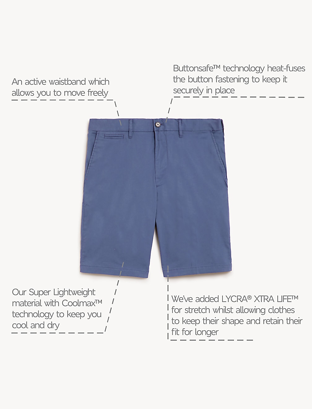 Cotton Mix Plain Regular Fit Chino Shorts