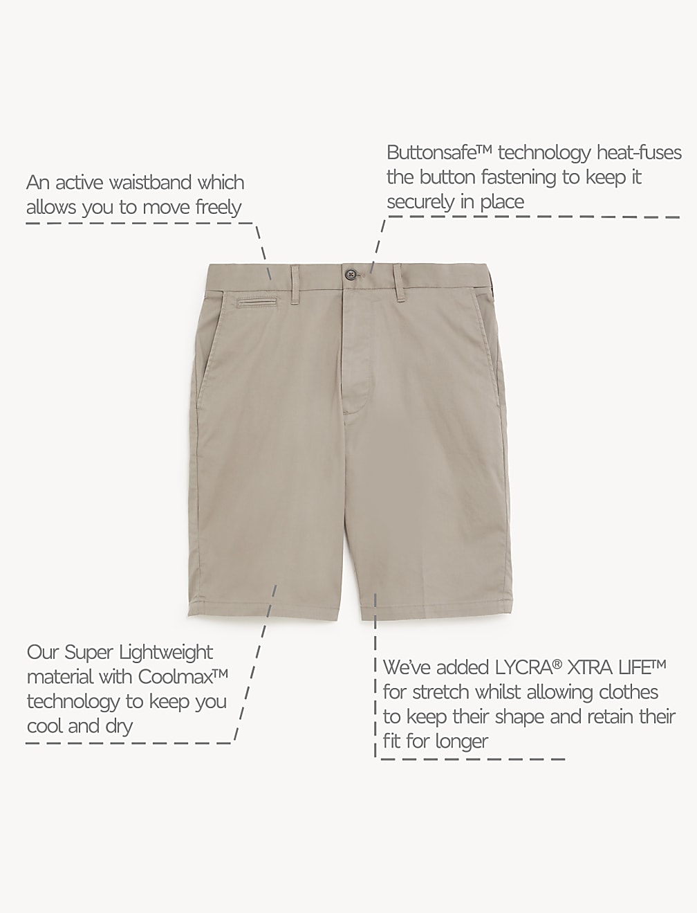 Cotton Mix Plain Regular Fit Chino Shorts