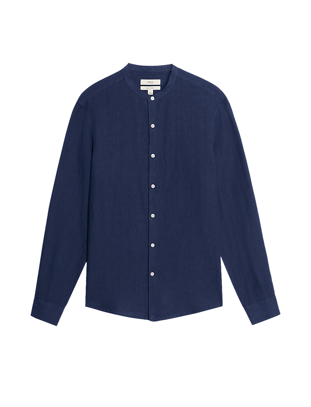 Pure Linen Grandad Collar Shirt