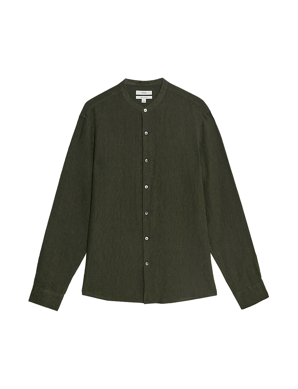 Pure Linen Grandad Collar Shirt