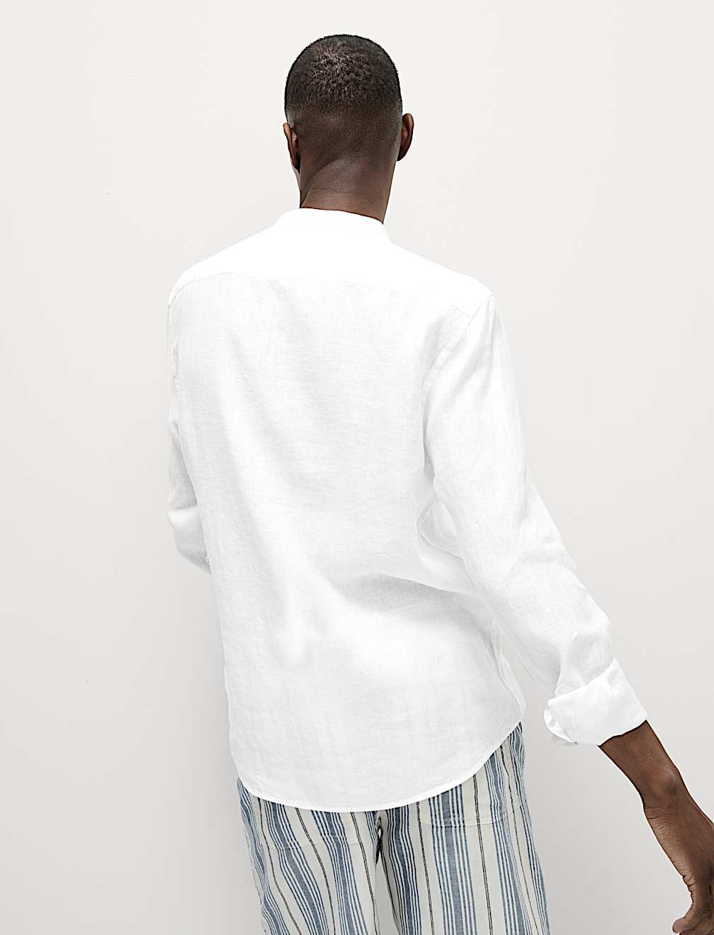 Pure Linen Grandad Collar Shirt