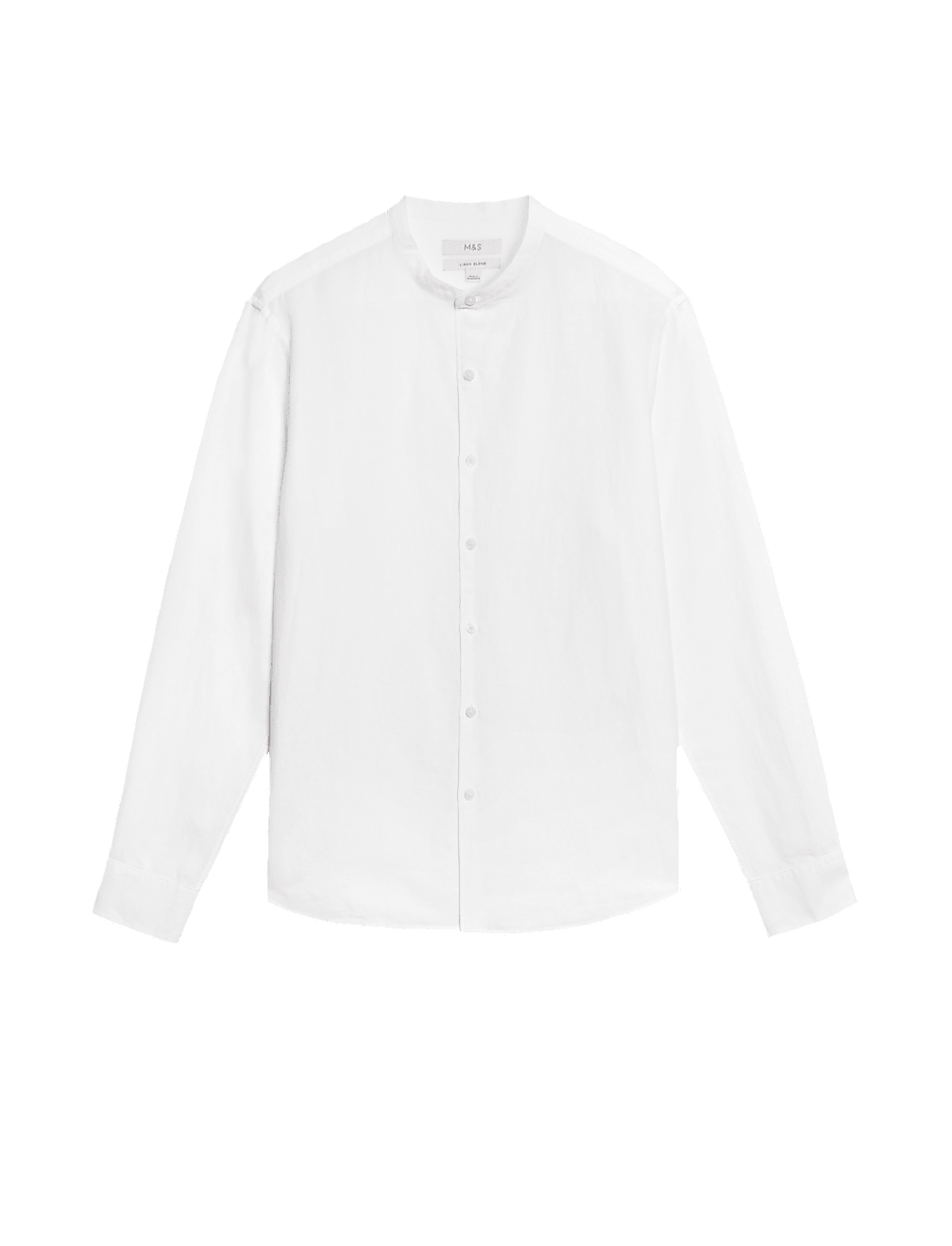 Cotton Linen Blend Grandad Collar Shirt