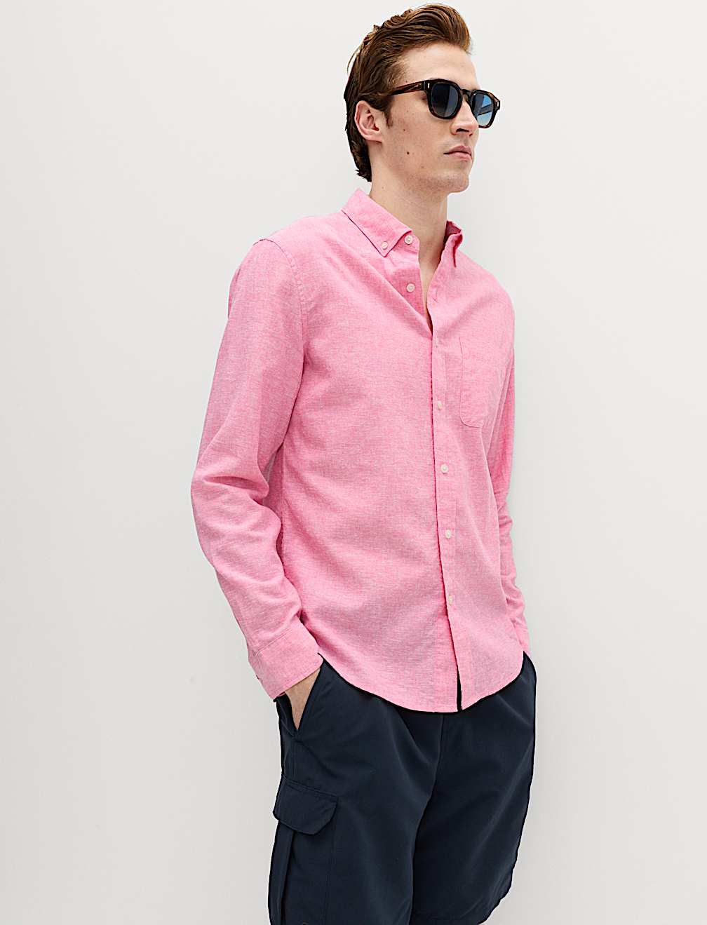 Regular Fit Cotton Linen Blend Shirt