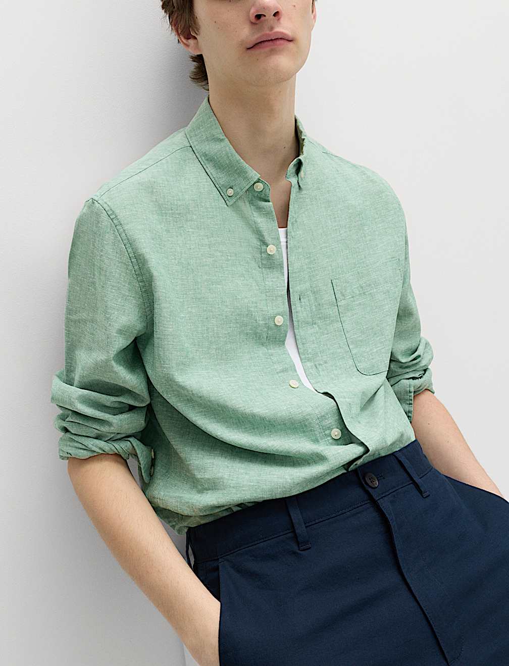 Regular Fit Cotton Linen Blend Shirt