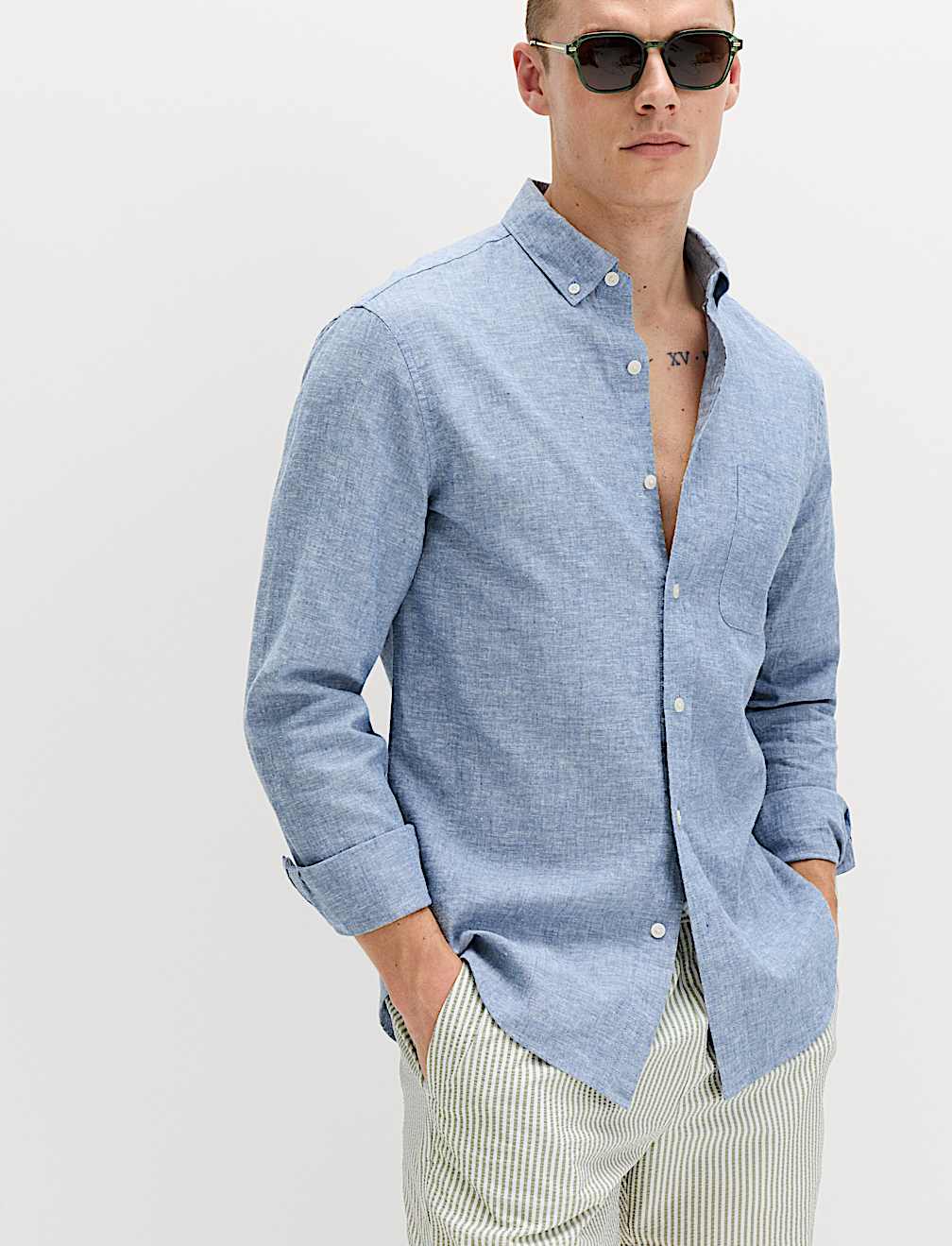 Regular Fit Cotton Linen Blend Shirt