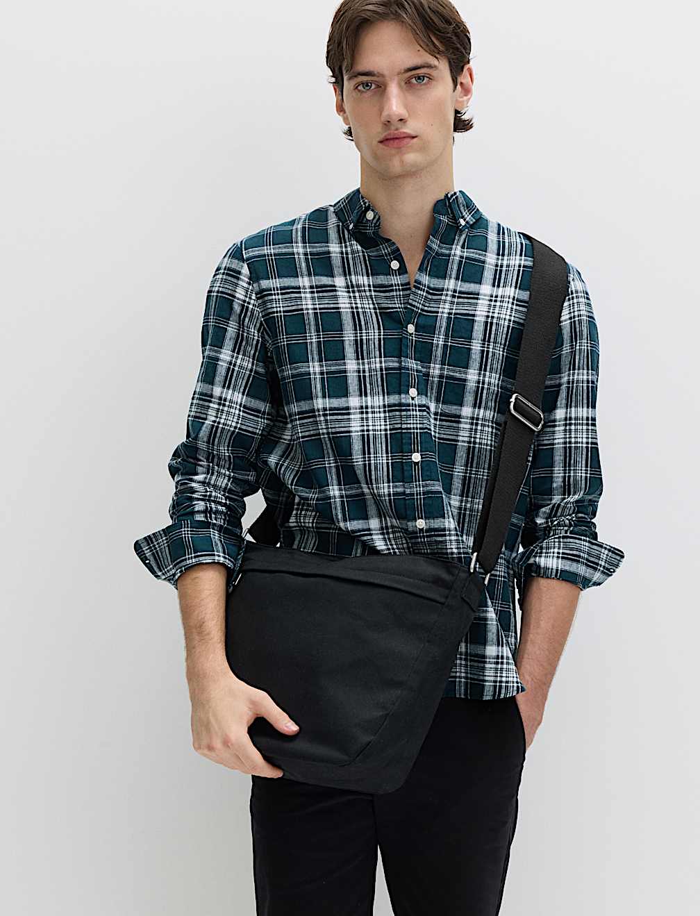 Linen Cotton Blend Check Shirt