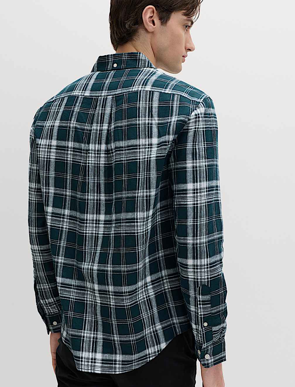 Linen Cotton Blend Check Shirt