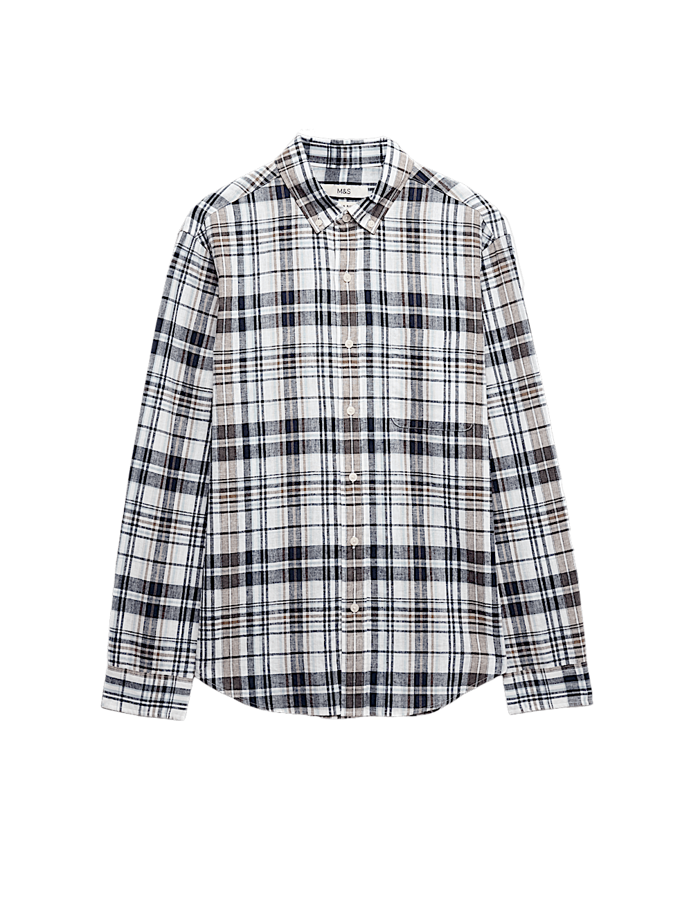 Linen Cotton Blend Check Shirt
