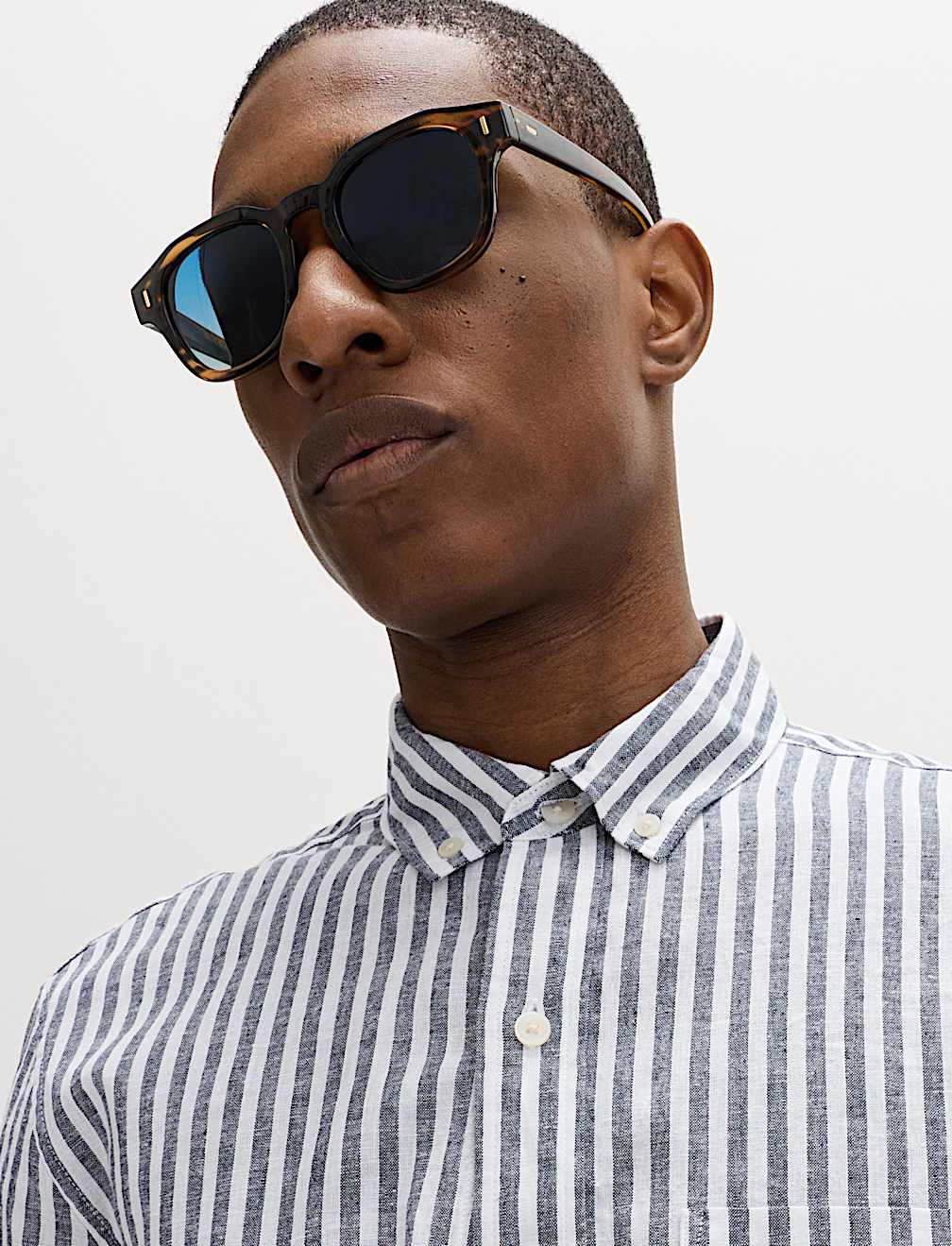 Linen Cotton Blend Striped Shirt