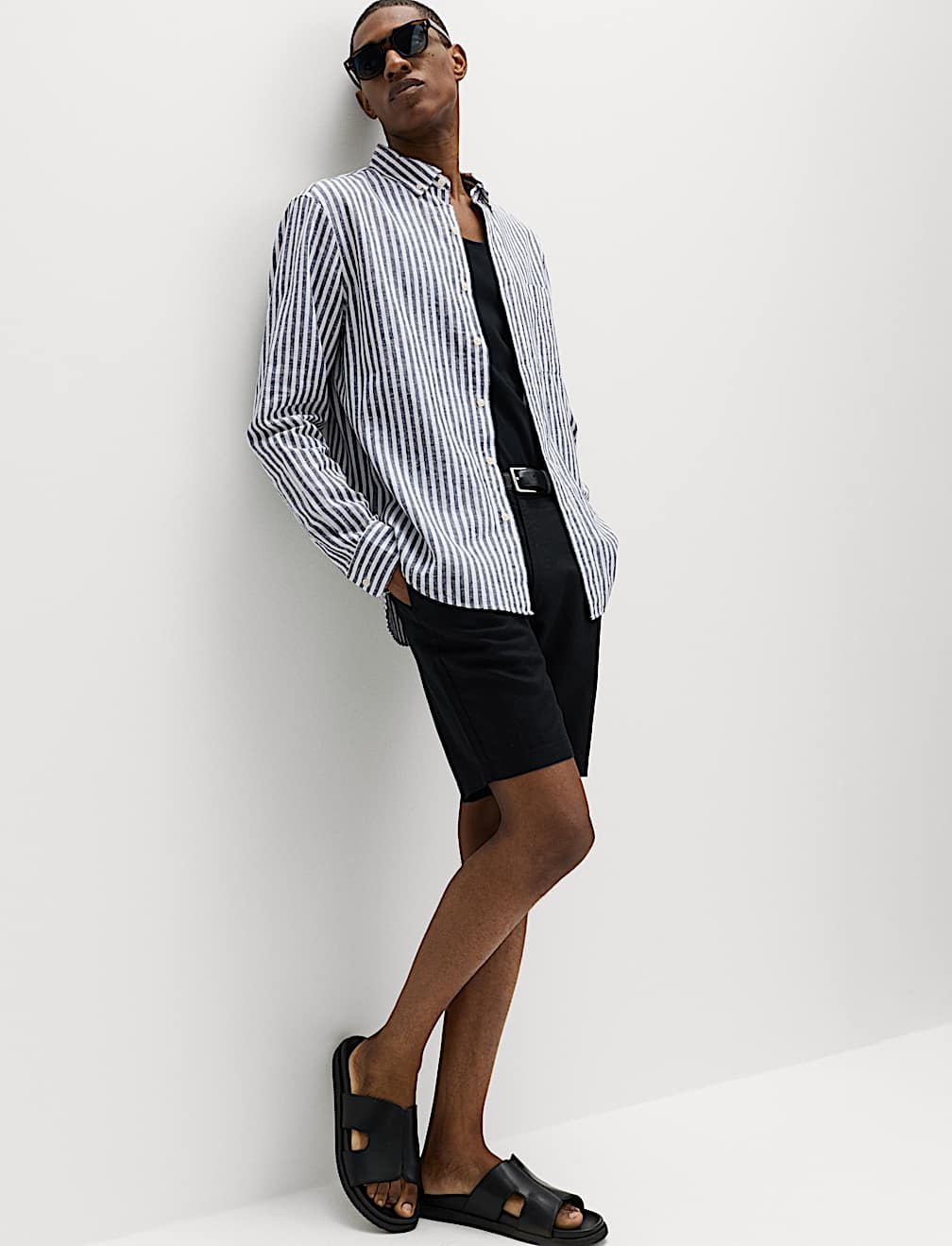 Linen Cotton Blend Striped Shirt