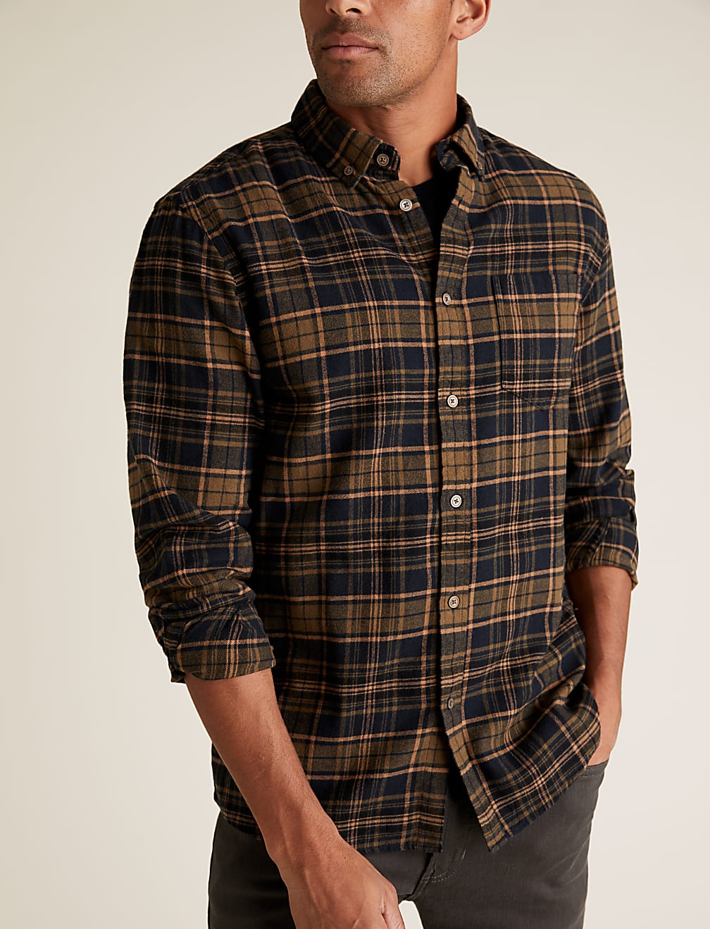 Pure Cotton Flannel Checked Shirt