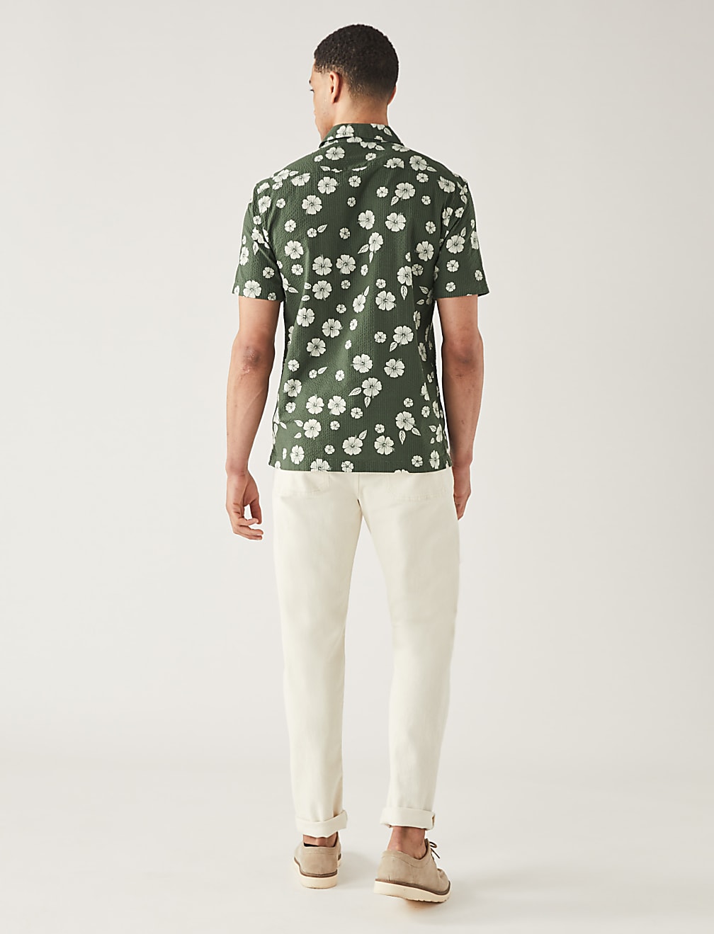 Pure Cotton Seersucker Cuban Collar Shirt