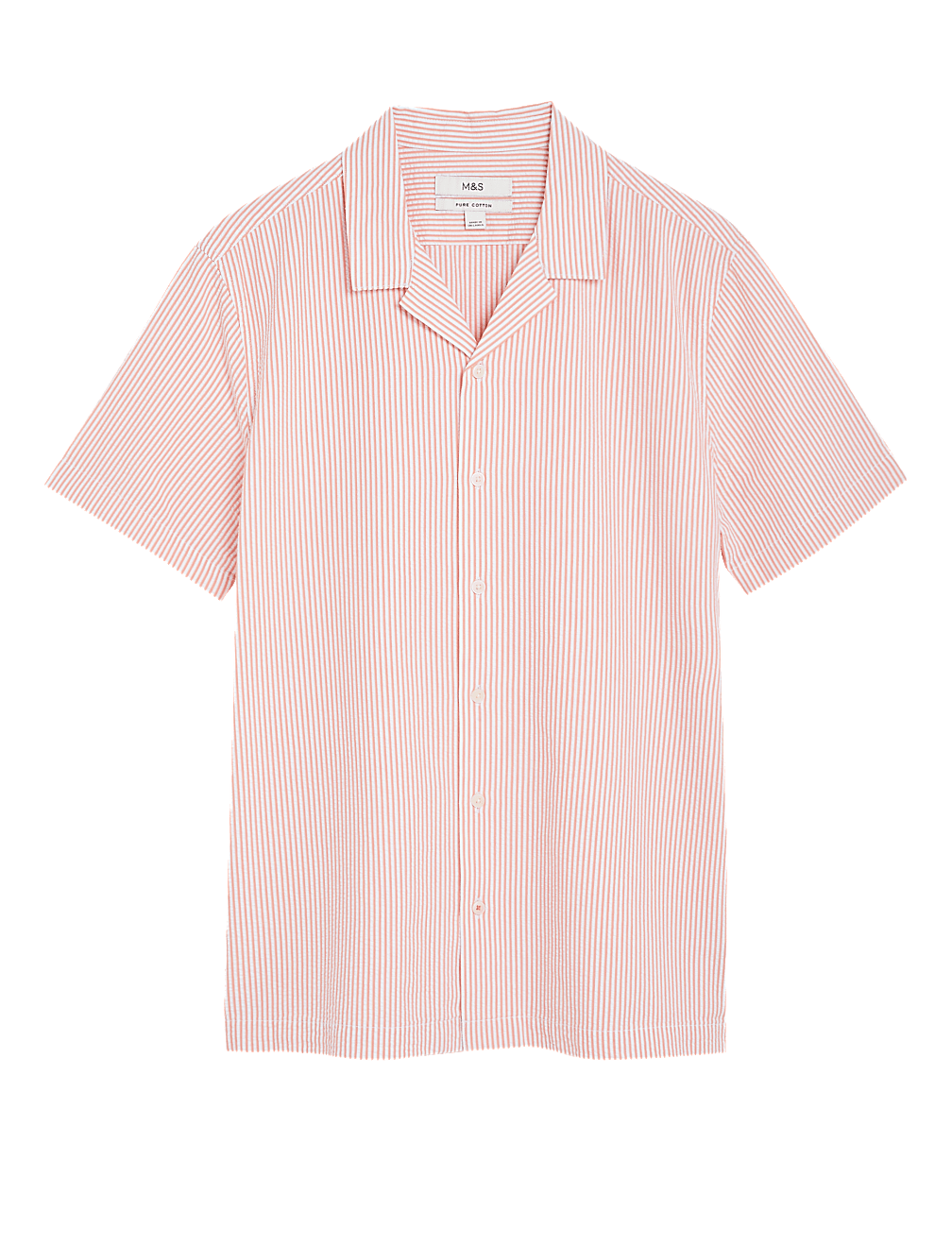 Pure Cotton Seersucker Cuban Collar Shirt
