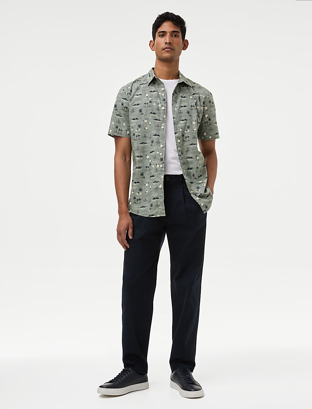 Easy Iron Pure Cotton Geometric Print Shirt