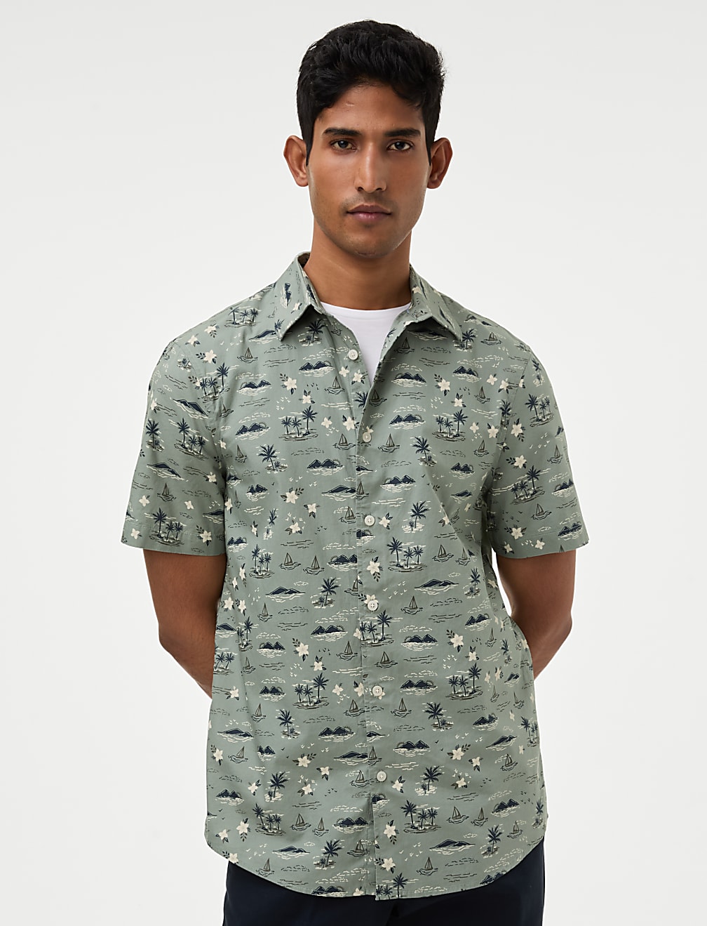Easy Iron Pure Cotton Geometric Print Shirt