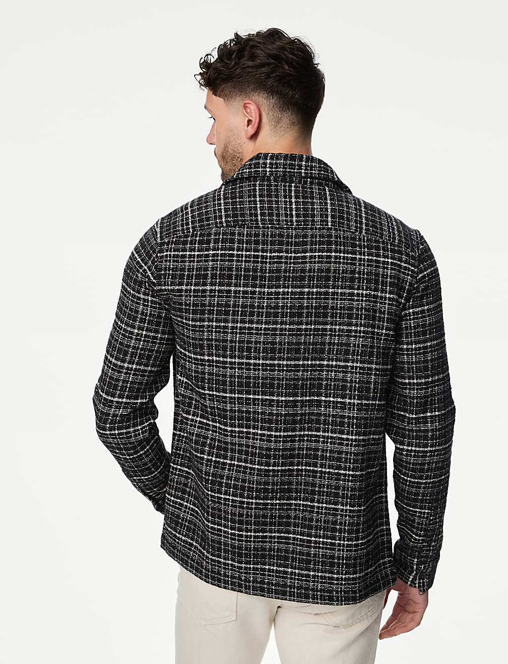 Pure Cotton Textured Check Overshirt
